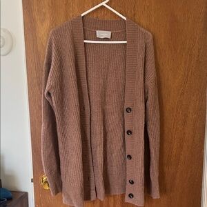 Everlane Brown Ribbed Alpaca Cardigan